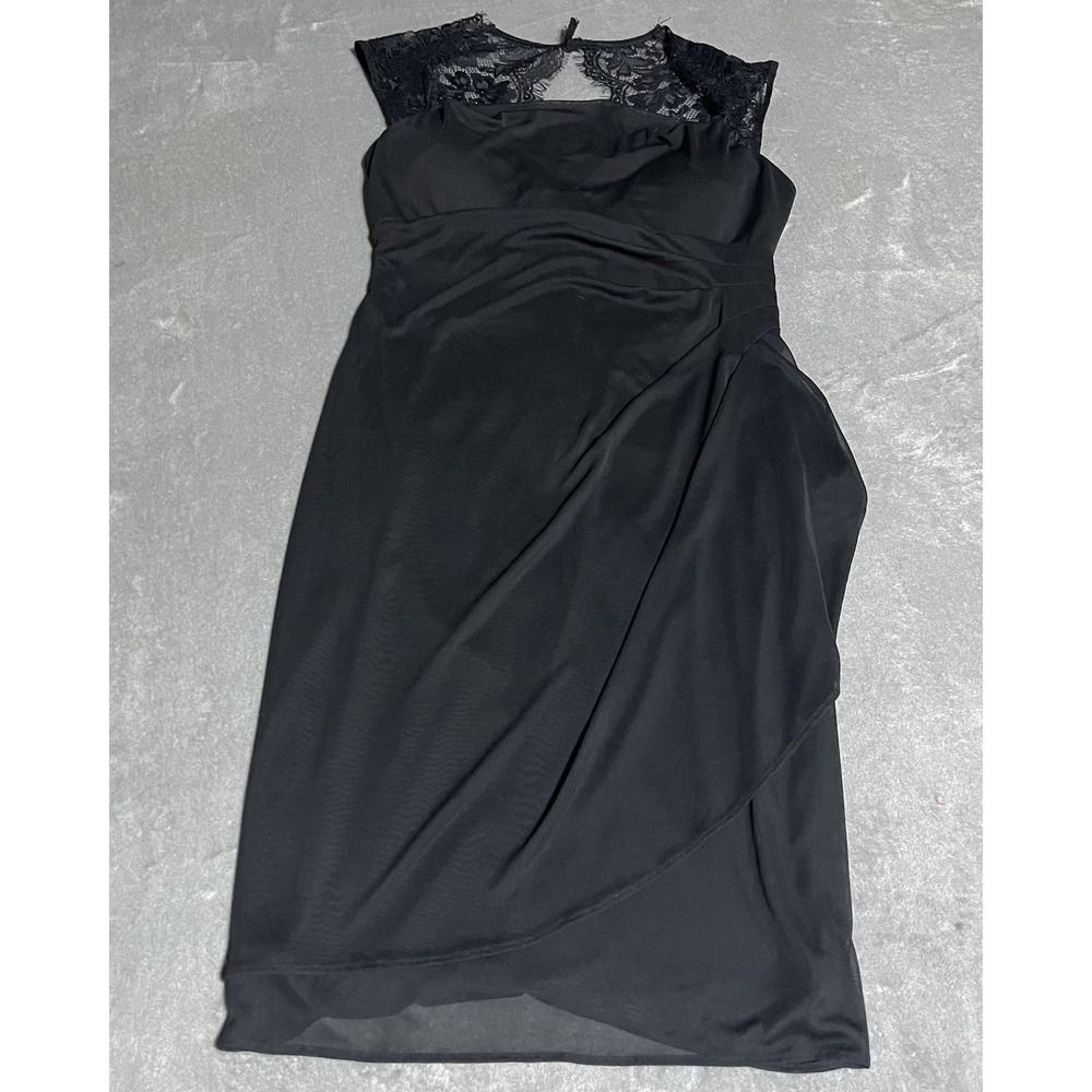 Y2K Signature Valerie Dress Womens 8 Black Sleeveless Lace Chiffon Pleated Goth